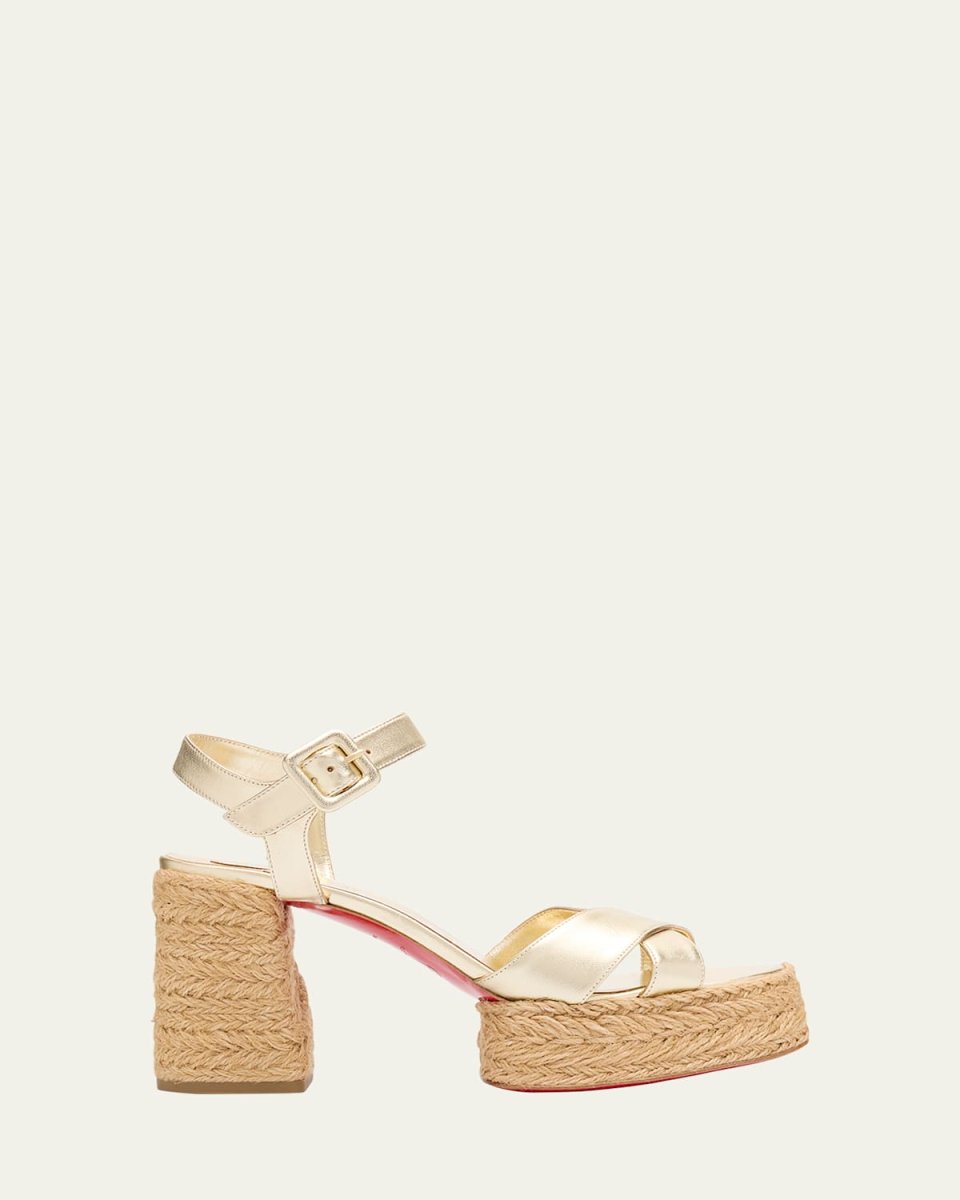 Metallic Crisscross Red Sole Platform Sandals
